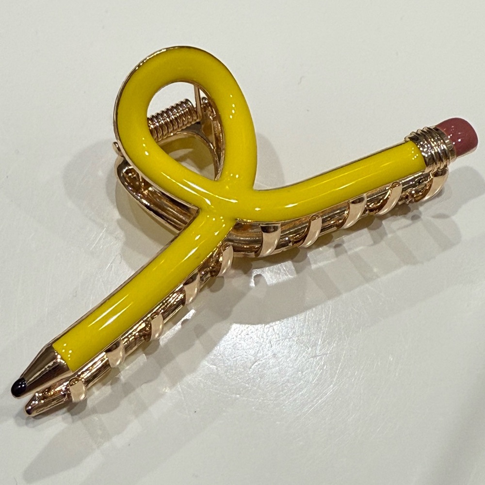 NWT Yellow Pencil Hair Clip